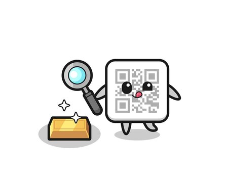 qr code character is checking the authenticity of the gold bullion