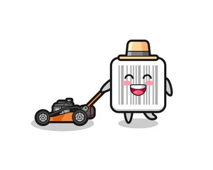 illustration of the barcode character using lawn mower