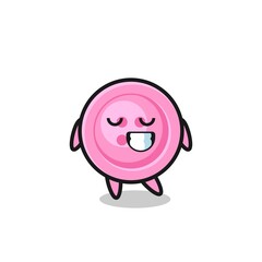 clothing button cartoon illustration with a shy expression