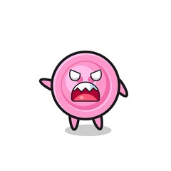 cute clothing button cartoon in a very angry pose