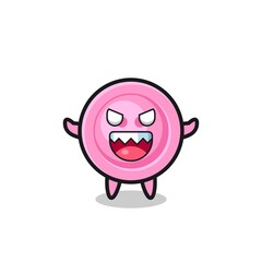 illustration of evil clothing button mascot character
