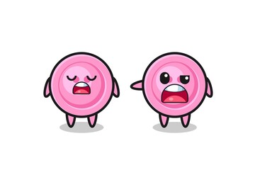 illustration of the argue between two cute clothing button characters