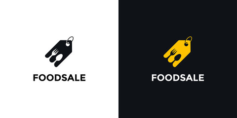 simple food, discount, fork and spoon logo template