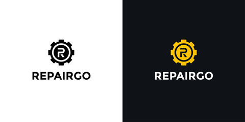 Simple repair logo with gear for tools logo