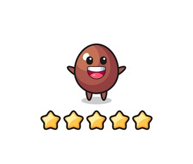 the illustration of customer best rating, chocolate egg cute character with 5 stars