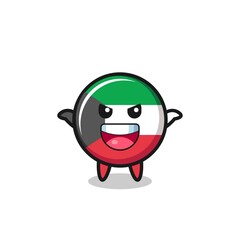 the illustration of cute kuwait flag doing scare gesture