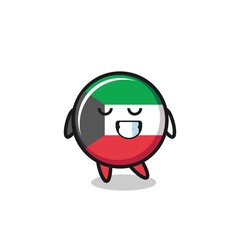kuwait flag cartoon illustration with a shy expression