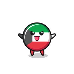 naughty kuwait flag character in mocking pose