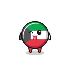 cute kuwait flag character in sweet expression while sticking out her tongue