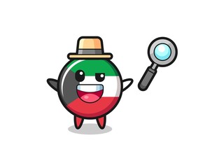 Obraz premium illustration of the kuwait flag mascot as a detective who manages to solve a case