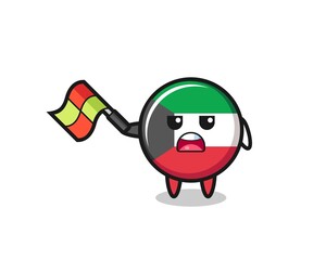 kuwait flag cartoon as the line judge hold the flag up at a 45 degree angle