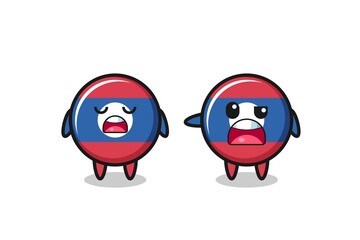 illustration of the argue between two cute laos flag characters