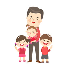 Cute and Happy Family Character Vector.