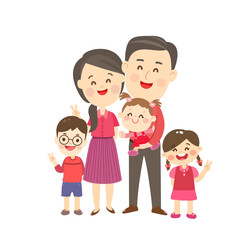 Cute and Happy Family Character Vector.