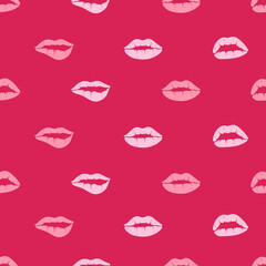 Valentine day. Lovely lips seamless vector pattern. Pattern with woman's flat lips. Fashion backdrop. Vector illustration.