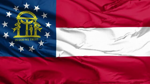 A waving flag of Georgia, a state in the Southeastern region of the United States.