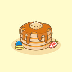 flat illustration of pancake. vector illustration. food illustration. cute illustration.