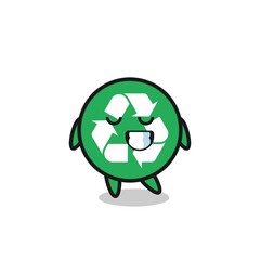 recycling cartoon illustration with a shy expression
