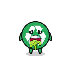 the cute recycling character with puke