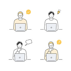 パソコンと男性 セット