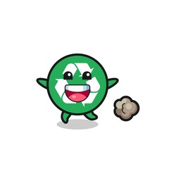 the happy recycling cartoon with running pose