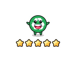 the illustration of customer best rating, recycling cute character with 5 stars