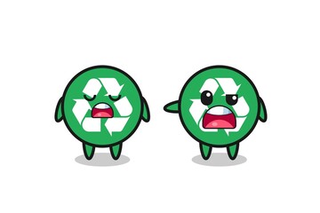 illustration of the argue between two cute recycling characters