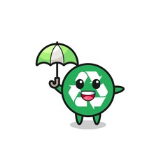 cute recycling illustration holding an umbrella