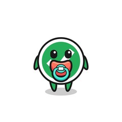 baby check mark cartoon character with pacifier
