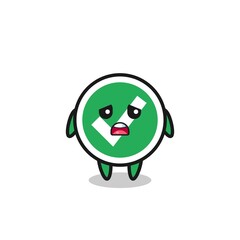 disappointed expression of the check mark cartoon
