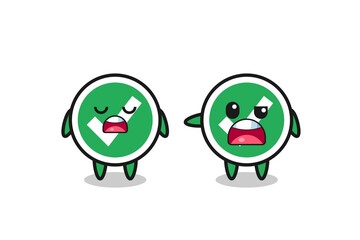 illustration of the argue between two cute check mark characters