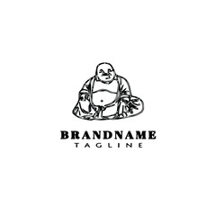 cute buddha logo cartoon icon design template black isolated vector illustration