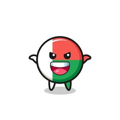 the illustration of cute madagascar flag doing scare gesture