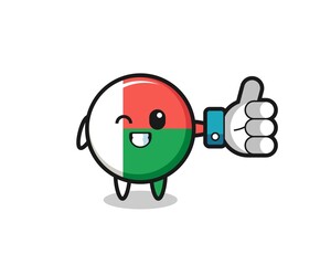 cute madagascar flag with social media thumbs up symbol