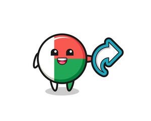 Fototapeta premium cute madagascar flag hold social media share symbol