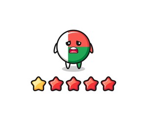 the illustration of customer bad rating, madagascar flag cute character with 1 star