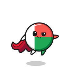 cute madagascar flag superhero character is flying