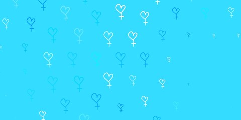 Light Blue, Yellow vector texture with women rights symbols.