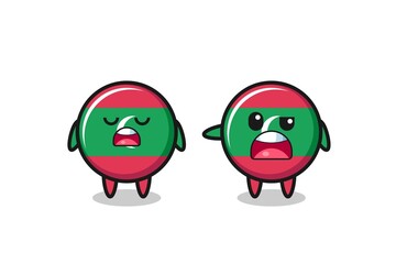 illustration of the argue between two cute maldives flag characters