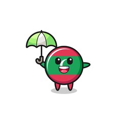 cute maldives flag illustration holding an umbrella