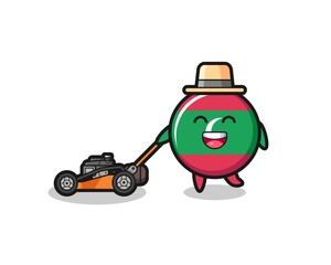 illustration of the maldives flag character using lawn mower