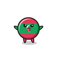 naughty maldives flag character in mocking pose