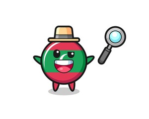 illustration of the maldives flag mascot as a detective who manages to solve a case