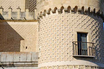 Detail of the decoration of the wall in Alcazar fortress in Segovia, Castilla y León, Spain