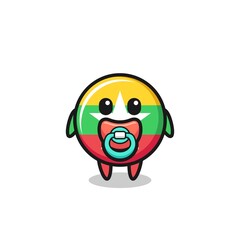 baby myanmar flag cartoon character with pacifier