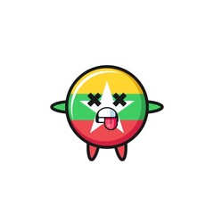 character of the cute myanmar flag with dead pose