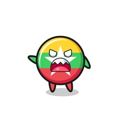 cute myanmar flag cartoon in a very angry pose