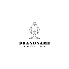 fat cartoon character logo template icon design black vector illustration