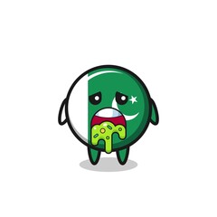 the cute pakistan flag character with puke