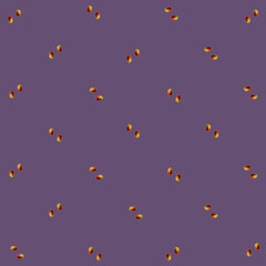 Colorful fruit pattern of fresh mango on violet background. Top view. Flat lay. Pop art design